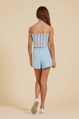 Peach Pop Stripe Reversible Smocked Tube Top | Vintage Havana Clothing