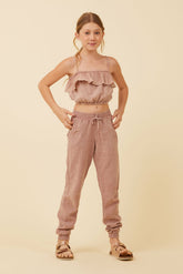 Washed Mauve Texture Ruffle Tube Top | Vintage Havana Clothing