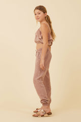 Washed Mauve Texture Ruffle Tube Top | Vintage Havana Clothing