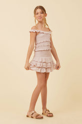 Pale Pink Ruffle Detail Smocked Top | Vintage Havana Clothing