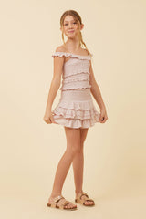 Pale Pink Ruffle Detail Smocked Top | Vintage Havana Clothing