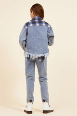 Denim & Blue Plaid Frayed Button Down | Vintage Havana Clothing
