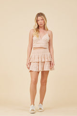 Washed Nude Gauze Eyelet Embroidered Skirt | Vintage Havana Women