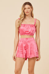Hot Pink Heavy Satin Bra Top | Vintage Havana Women