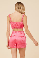 Hot Pink Heavy Satin Bra Top | Vintage Havana Women