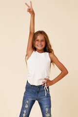 White Side Ruched Tank | Vintage Havana Clothing