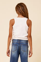 White Side Ruched Tank | Vintage Havana Clothing