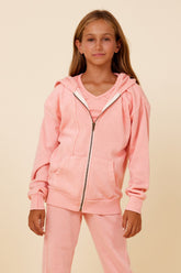 Misty Coral New Burnout Zip Hoodie | Vintage Havana Clothing