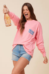"Bride Tribe" Sunset Pink Wash Long Sleeved Pocket Tee | Vintage Havana Women