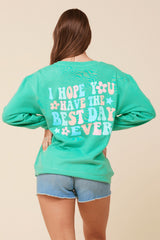 "Bridesmaid" Surf Green Surf Wash Crewneck Sweatshirt | Vintage Havana Women