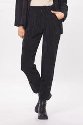 Washed Black Crinkle Cord Trouser Pant | Vintage Havana Women