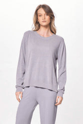 Cool Grey Plush Knit Crewneck | Vintage Havana Women
