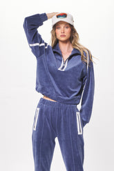 Space Blue Brushed Corduroy Quarter Zip | Vintage Havana Women