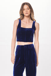 Deep Blue Velvet Corset Top | Vintage Havana Women