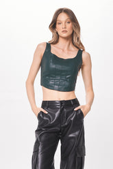 Forest Green Faux Leather Corset | Vintage Havana Women
