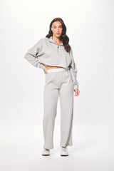 Hunter Grey Fleece Quarter Zip w/ Raw Edge | Vintage Havana Women