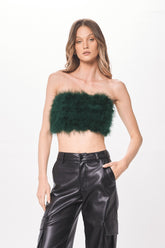 Green Feather Crop Top | Vintage Havana Women