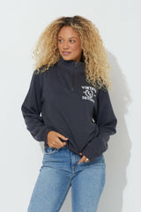 Black "Vintage University" Quarter Pigment Dyed Zip Sweatshirt | Vintage Havana Women