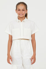 Oyster Cropped Button Down | Vintage Havana Clothing