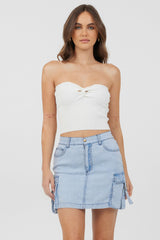 White Rib Knit Twist Front Tube Top | Vintage Havana Women