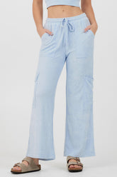 Powder Blue Cord Terry Cargo Pants | Vintage Havana Women