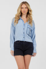 Washed Denim Tencel Cropped Button Up | Vintage Havana Women