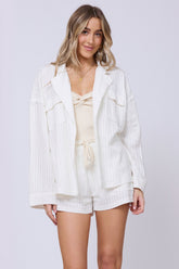 White Cotton Relaxed Blazer | Vintage Havana Women