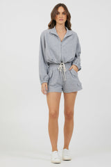 Heather Grey Bounded Textured Jersey Shorts | Vintage Havana Women