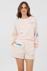 Peach Parfait W/ Multi Puff Print Surf Wash Crewneck | Vintage Havana Women