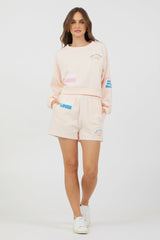 Peach Parfait W/ Multi Puff Print Surf Wash Crewneck | Vintage Havana Women