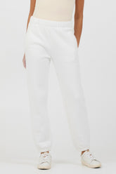 White Essentials Fleece Joggers | Vintage Havana Women
