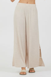 Heather Oatmeal Drapey Knit Cut Out Pants | Vintage Havana Women