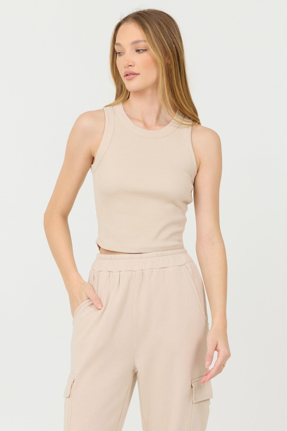 Vanilla Cream Cashmere Fleece Rib Tank | Vintage Havana Women