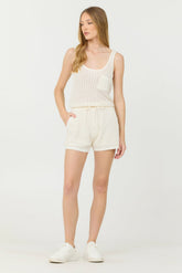 White Open Crochet Romper | Vintage Havana Women