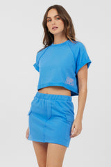 Azure Blue Fleece Tee w/ Print | Vintage Havana Women