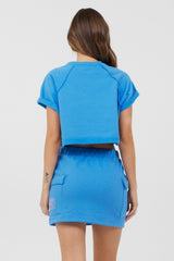 Azure Blue Fleece Tee w/ Print | Vintage Havana Women