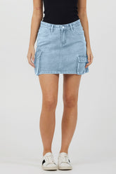 Light Wash Denim Cargo Skirt | Vintage Havana Women