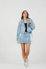 Light Wash Denim Cargo Skirt | Vintage Havana Women