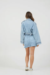 Light Wash Denim Cargo Skirt | Vintage Havana Women