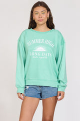 "Summer High" Surf Green Burnout Fleece Crewneck | Vintage Havana Women