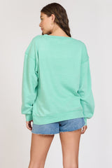 "Summer High" Surf Green Burnout Fleece Crewneck | Vintage Havana Women