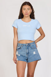 "Surf LA" Surfside Blue Rib Hacci Cropped Tee | Vintage Havana Women