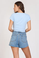 "Surf LA" Surfside Blue Rib Hacci Cropped Tee | Vintage Havana Women