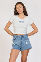 "Surf MTK" Harbor Grey Rib Hacci Cropped Tee | Vintage Havana Women