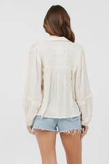 Ivory Multi Texture Polo Blouse | Vintage Havana Women