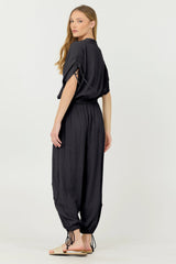 Black Rayon Crinkle Bottom Pants | Vintage Havana Women