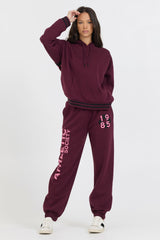 Cabernet W/ Rose Printed Heavy Surf Wash Hoodie | Vintage Havana Women