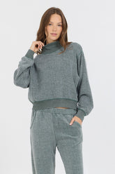 Dark Forest Reverse Fleece Mock Neck | Vintage Havana Women
