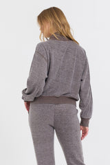 Chocolate Syrup Reverse Fleece Mock Neck Sweatshirt | Vintage Havana Women