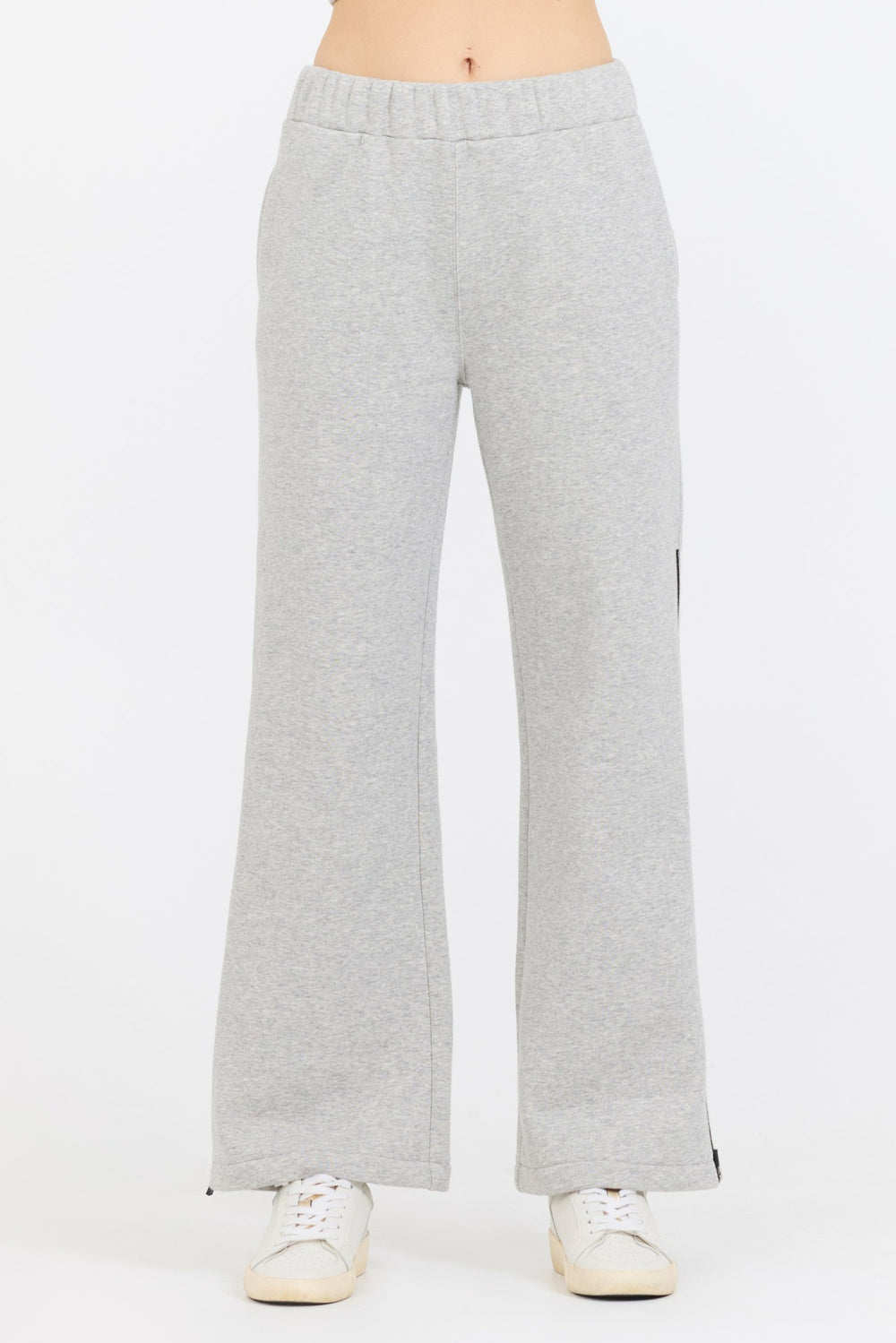 Pure Grey Contrast Black Zipper Flare Pant | Vintage Havana Women